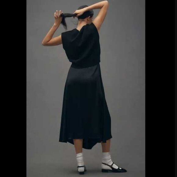 New M By Anthropologie the Gemini cap-sleeve Twofer sweater + dress set in blac - Picture 2 of 12